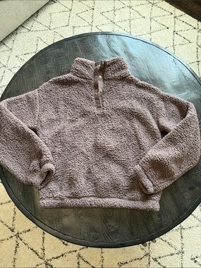 SO Plush Sherpa Snap-Front Pullover - Taupe